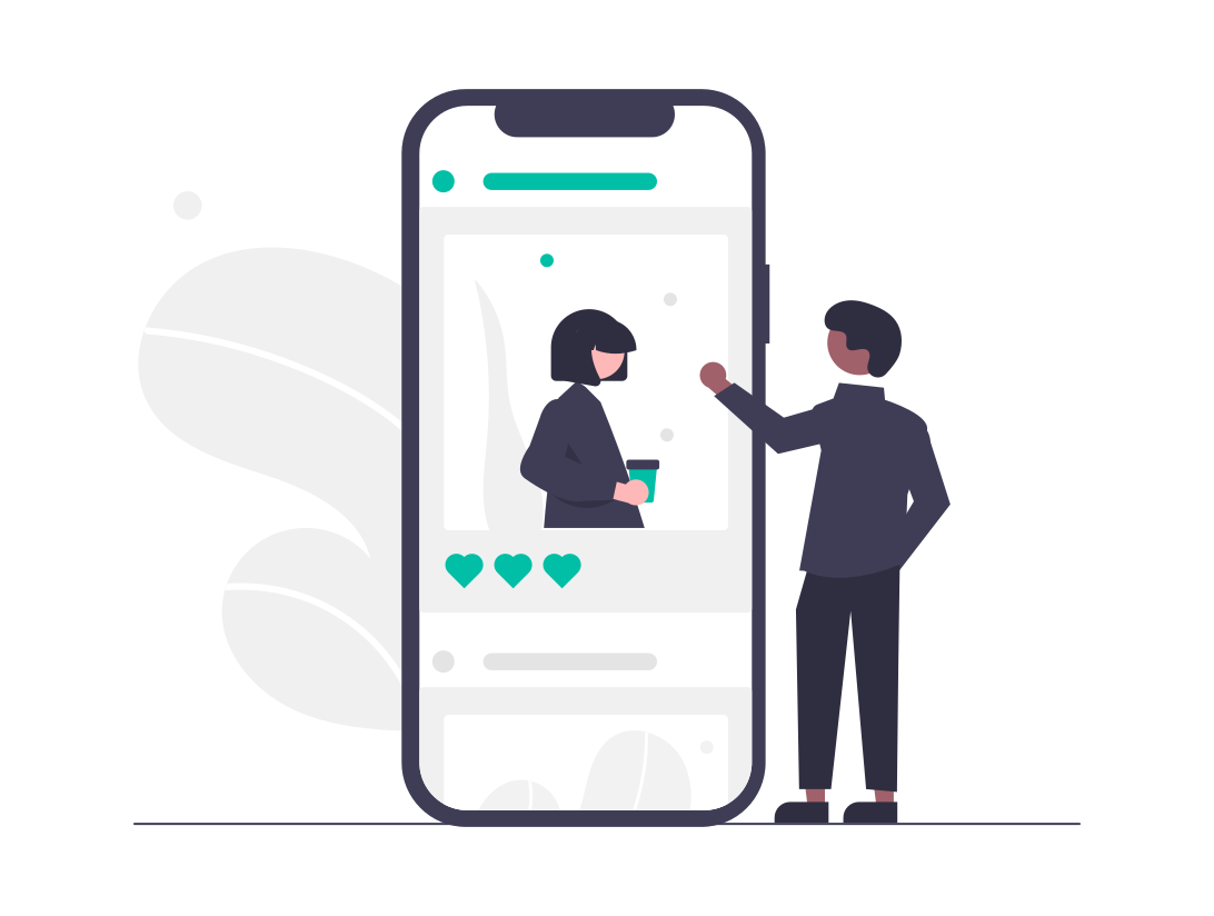 social media marketing on mobile device graphic